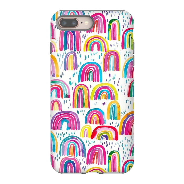 iPhone 7 plus StrongFit Cute Watercolor Rainbows by Ninola Design