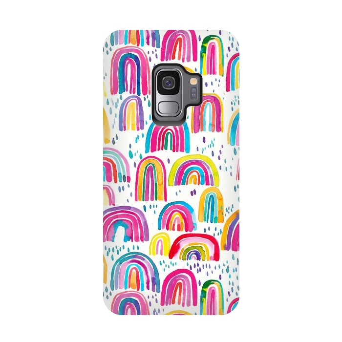 Galaxy S9 StrongFit Cute Watercolor Rainbows by Ninola Design