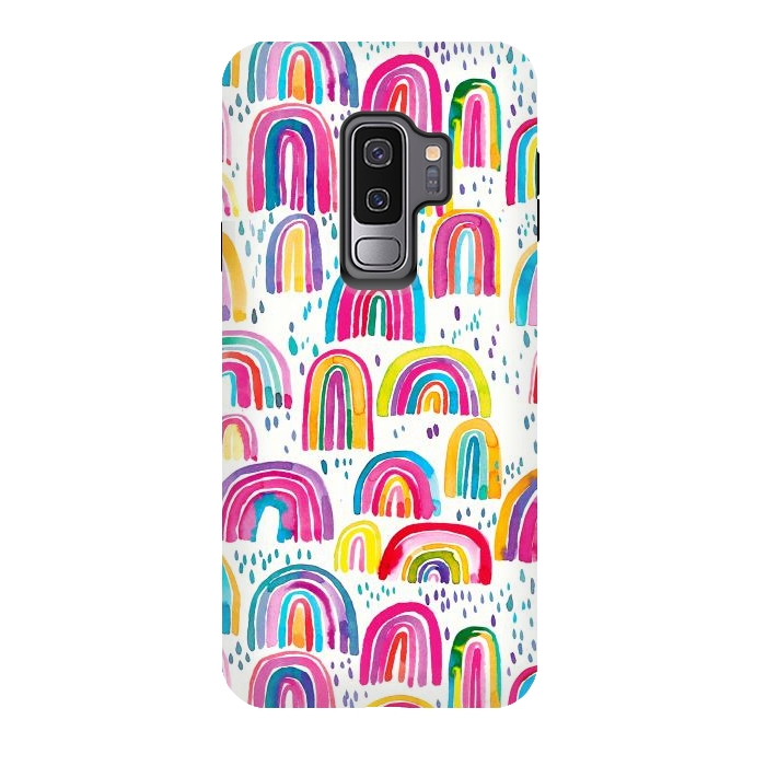 Galaxy S9 plus StrongFit Cute Watercolor Rainbows by Ninola Design