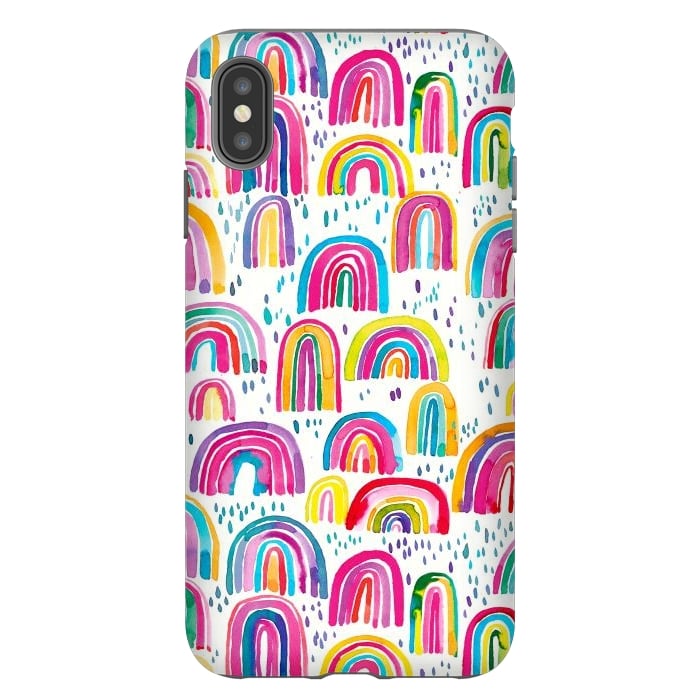 iPhone Xs Max StrongFit Cute Watercolor Rainbows by Ninola Design