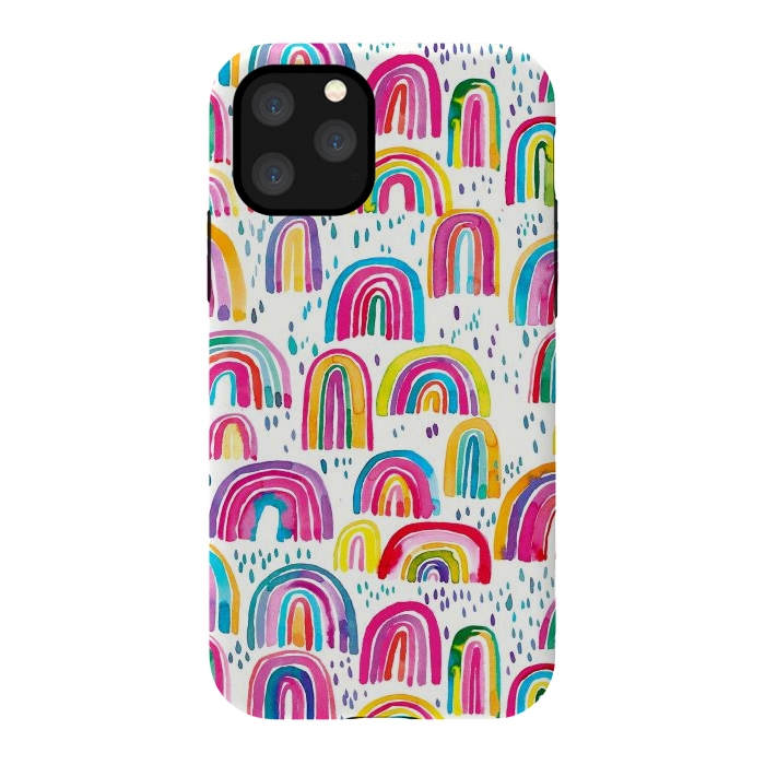 iPhone 11 Pro StrongFit Cute Watercolor Rainbows by Ninola Design
