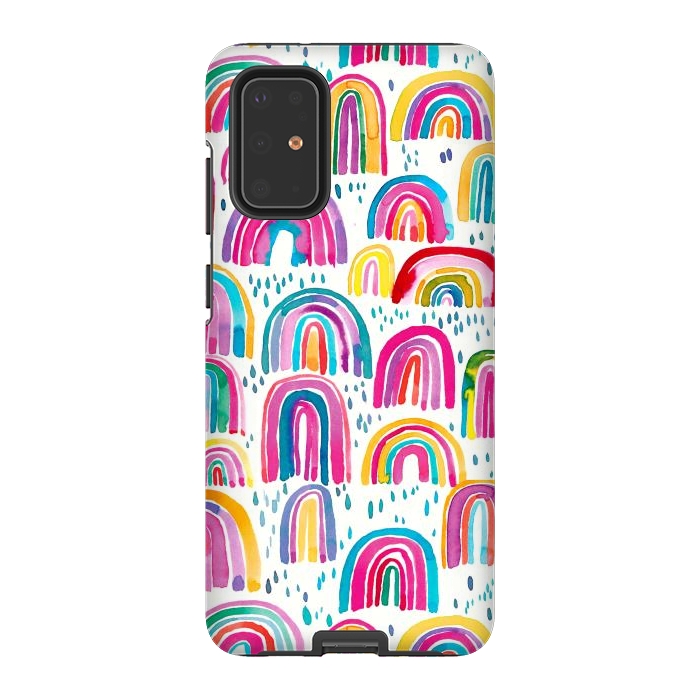 Galaxy S20 Plus StrongFit Cute Watercolor Rainbows by Ninola Design