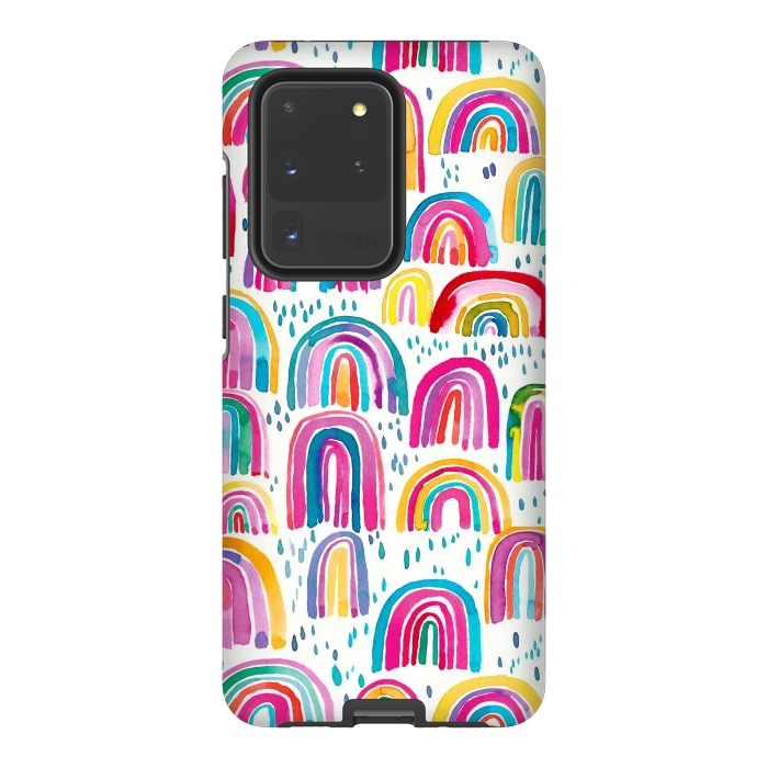Galaxy S20 Ultra StrongFit Cute Watercolor Rainbows by Ninola Design
