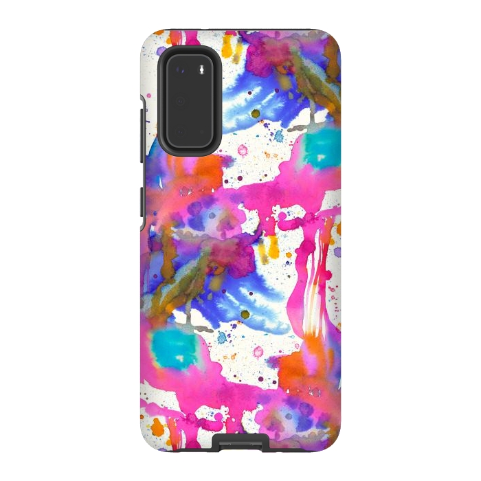 Galaxy S20 StrongFit Paint Splashes Pink by Ninola Design