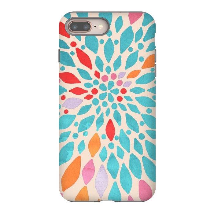 iPhone 7 plus StrongFit Radiant Dahlia - teal, orange, coral, pink  by Tangerine-Tane