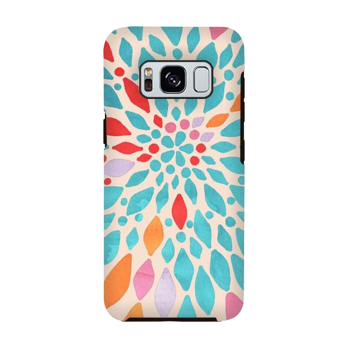 Galaxy S8 StrongFit Radiant Dahlia - teal, orange, coral, pink  by Tangerine-Tane