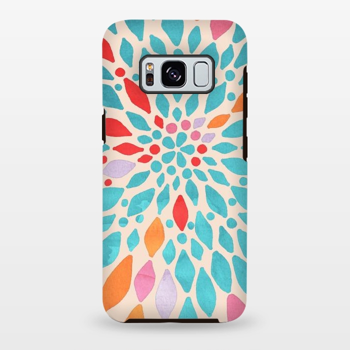 Galaxy S8 plus StrongFit Radiant Dahlia - teal, orange, coral, pink  by Tangerine-Tane