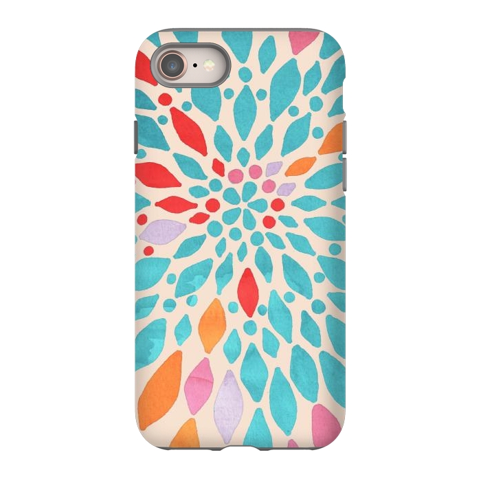 iPhone 8 StrongFit Radiant Dahlia - teal, orange, coral, pink  by Tangerine-Tane