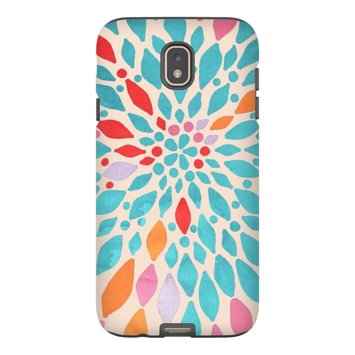 Galaxy J7 StrongFit Radiant Dahlia - teal, orange, coral, pink  by Tangerine-Tane