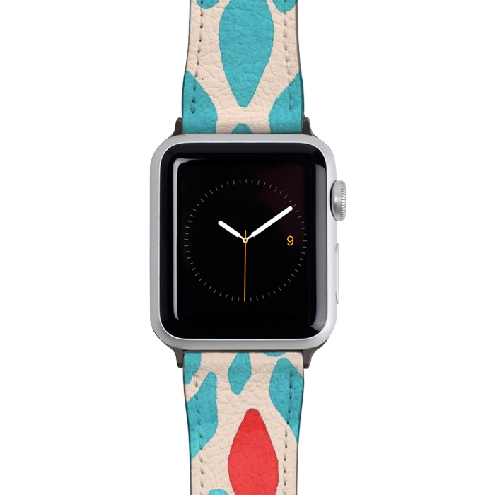 Watch 38mm / 40mm Strap PU leather Radiant Dahlia - teal, orange, coral, pink  by Tangerine-Tane
