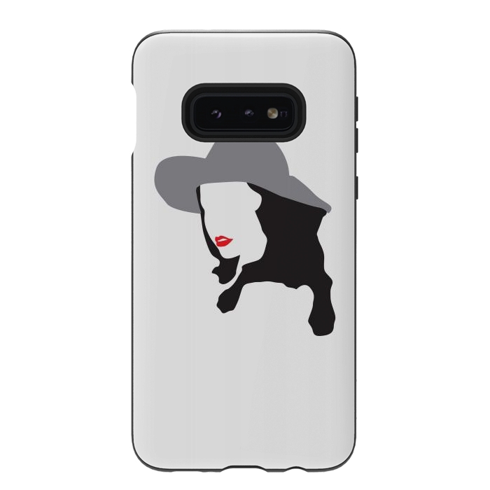 Galaxy S10e StrongFit Woman Face Minimal Art 01 by Creativeaxle