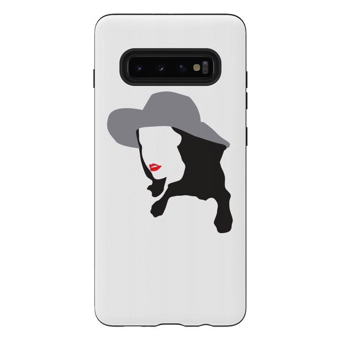 Galaxy S10 plus StrongFit Woman Face Minimal Art 01 by Creativeaxle