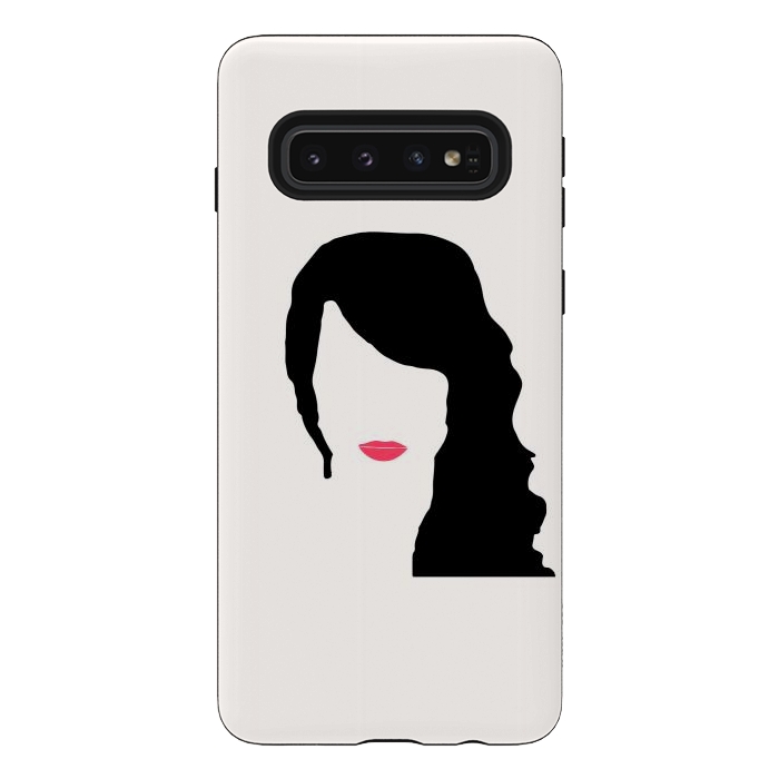 Galaxy S10 StrongFit Woman Face Minimal Art 03 by Creativeaxle