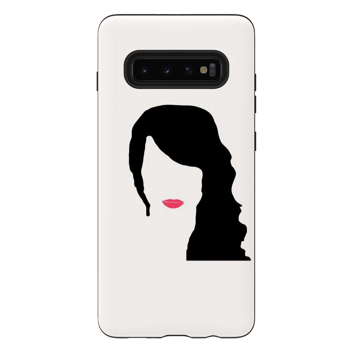 Galaxy S10 plus StrongFit Woman Face Minimal Art 03 by Creativeaxle