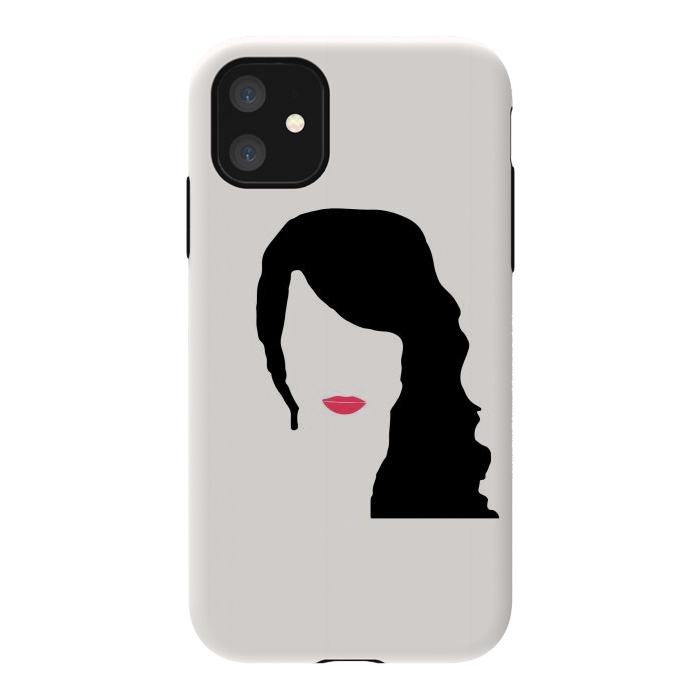 iPhone 11 StrongFit Woman Face Minimal Art 03 by Creativeaxle