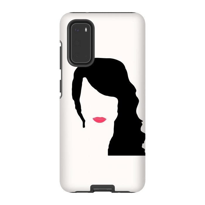 Galaxy S20 StrongFit Woman Face Minimal Art 03 by Creativeaxle