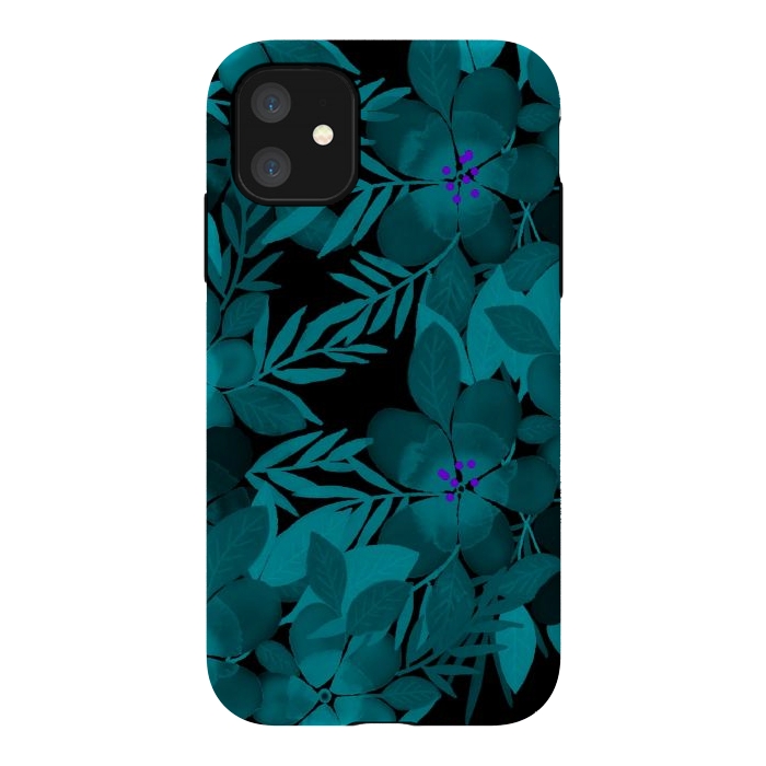 iPhone 11 StrongFit Blue watercolor flowers by Josie