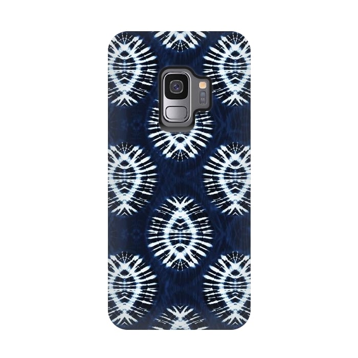 Galaxy S9 StrongFit Dark indigo tie dye ethnic spots by Oana 