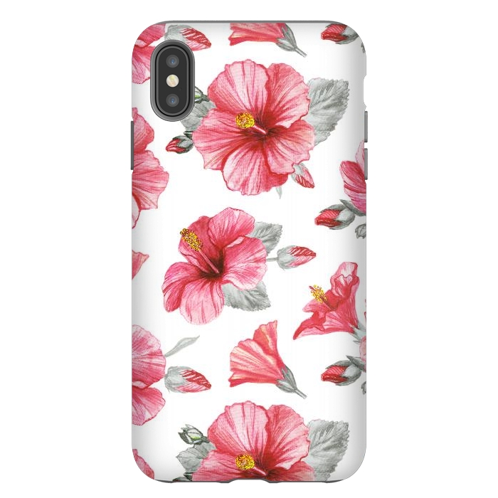 iPhone Xs Max StrongFit Watercolor hibiscus flowers by Oana 
