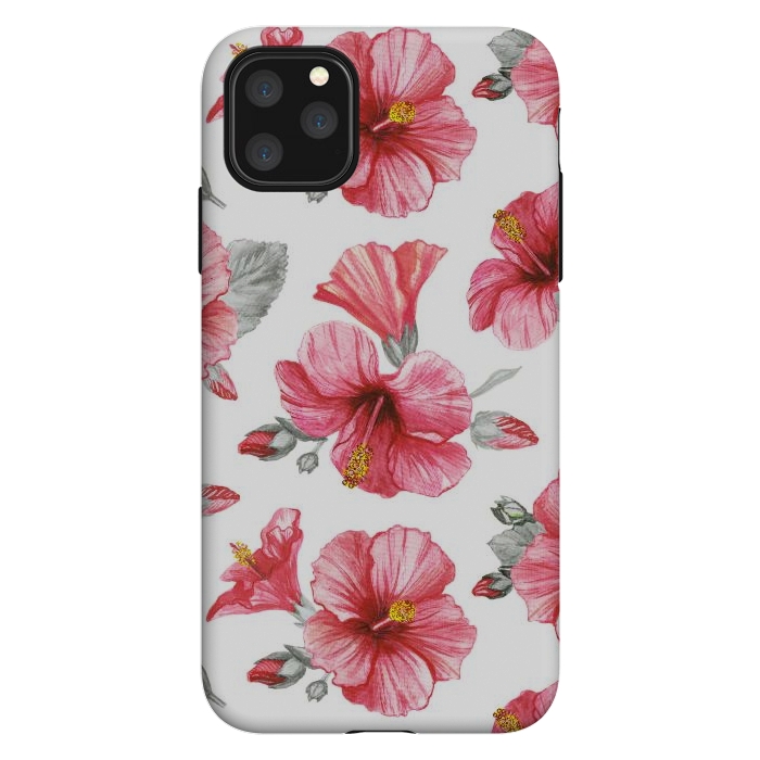 iPhone 11 Pro Max StrongFit Watercolor hibiscus flowers by Oana 