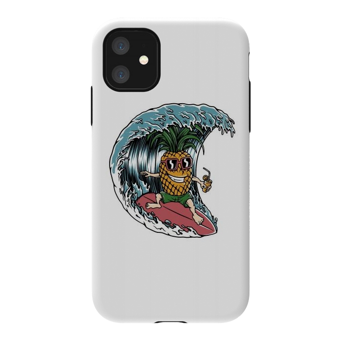 iPhone 11 StrongFit Pineapple Surfer by Afif Quilimo
