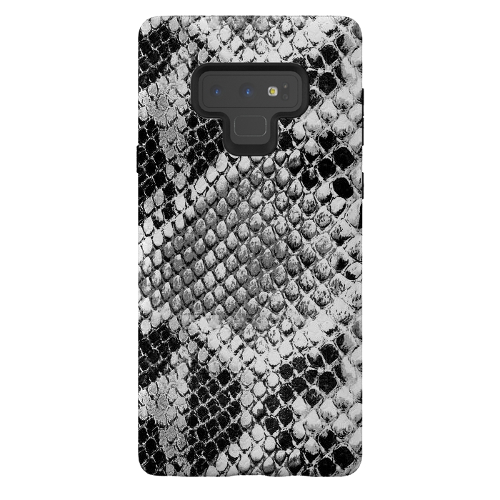 Galaxy Note 9 StrongFit Black and grey grungy snake skin pattern by Oana 
