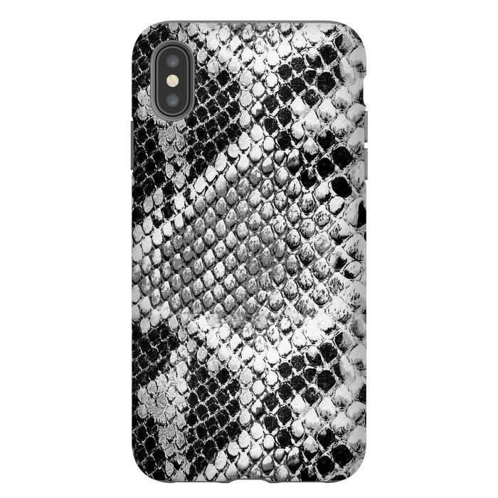 iPhone Xs Max StrongFit Black and grey grungy snake skin pattern by Oana 