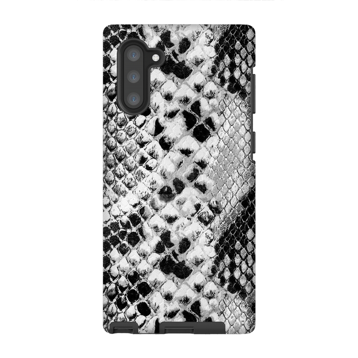 Galaxy Note 10 StrongFit Black and grey grungy snake skin pattern by Oana 