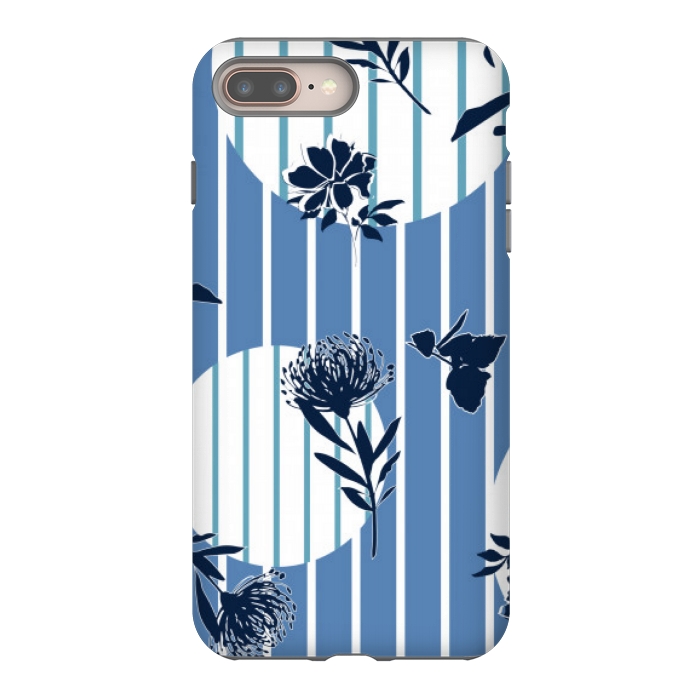 iPhone 7 plus StrongFit STRIPES TROPICAL BLUE PATTERN by MALLIKA