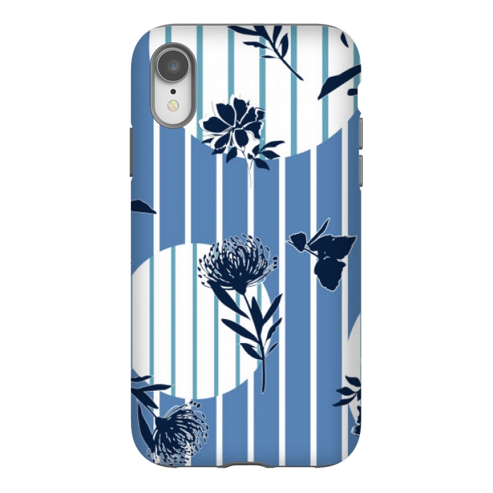 iPhone Xr StrongFit STRIPES TROPICAL BLUE PATTERN by MALLIKA