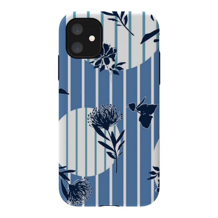 iPhone 11 StrongFit STRIPES TROPICAL BLUE PATTERN by MALLIKA
