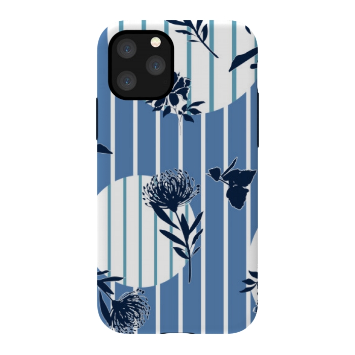 iPhone 11 Pro StrongFit STRIPES TROPICAL BLUE PATTERN by MALLIKA