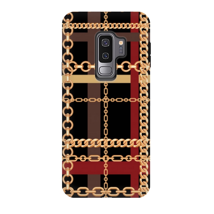 Galaxy S9 plus StrongFit Golden chains red black by MALLIKA