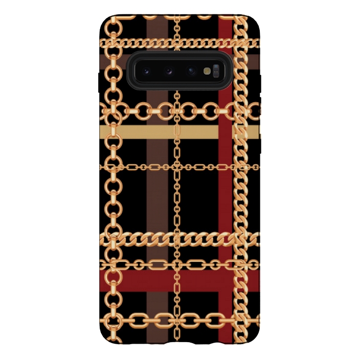 Galaxy S10 plus StrongFit Golden chains red black by MALLIKA