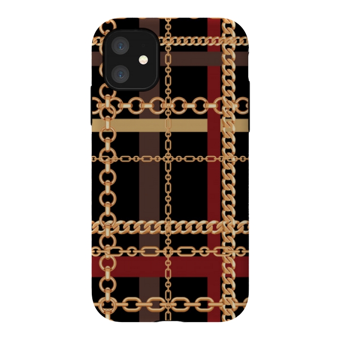 iPhone 11 StrongFit Golden chains red black by MALLIKA