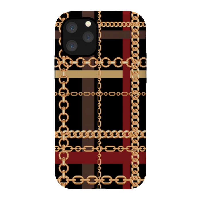 iPhone 11 Pro StrongFit Golden chains red black by MALLIKA