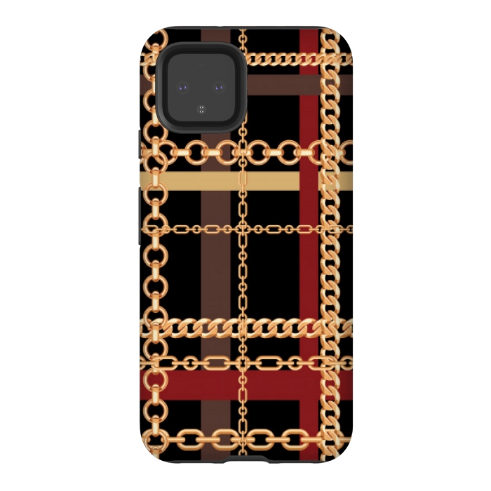 Pixel 4 StrongFit Golden chains red black by MALLIKA