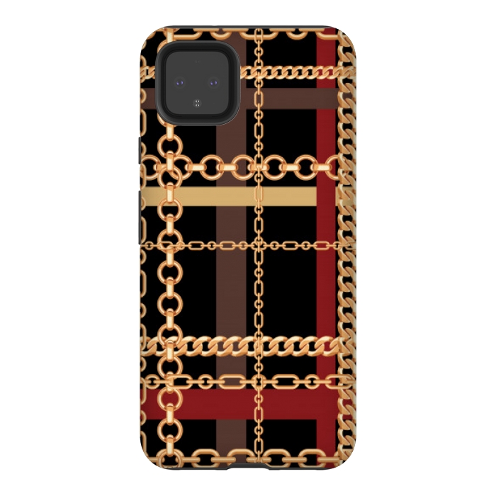 Pixel 4XL StrongFit Golden chains red black by MALLIKA