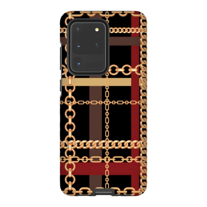 Galaxy S20 Ultra StrongFit Golden chains red black by MALLIKA