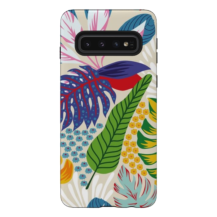 Galaxy S10 StrongFit Abstract Color Tropical Leaves by ArtsCase
