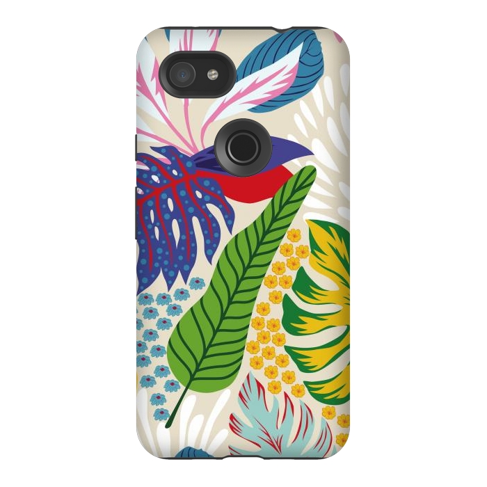 Pixel 3AXL StrongFit Abstract Color Tropical Leaves by ArtsCase