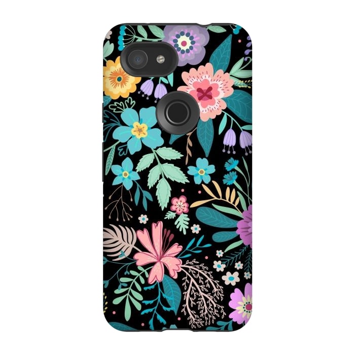 Pixel 3A StrongFit Amazing Floral Pattern With Bright Colorful Flowers by ArtsCase