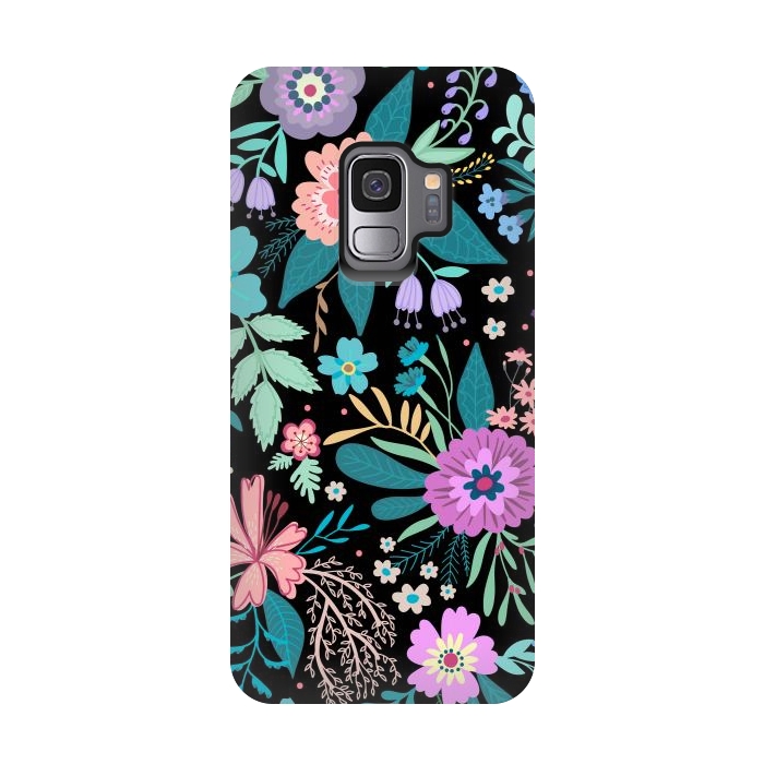 Galaxy S9 StrongFit Amazing Floral Pattern With Bright Colorful Flowers by ArtsCase
