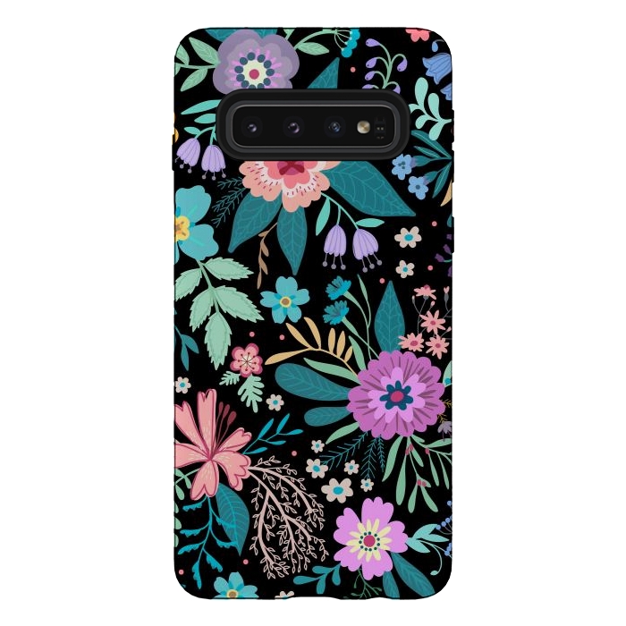 Galaxy S10 StrongFit Amazing Floral Pattern With Bright Colorful Flowers by ArtsCase