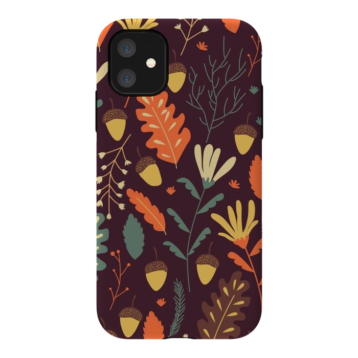 iPhone 11 StrongFit Autumn Pattern With Red and Orange Leaves by ArtsCase