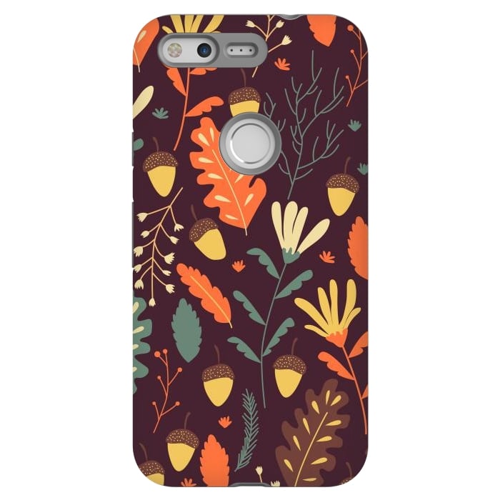 Pixel StrongFit Autumn Pattern With Red and Orange Leaves by ArtsCase