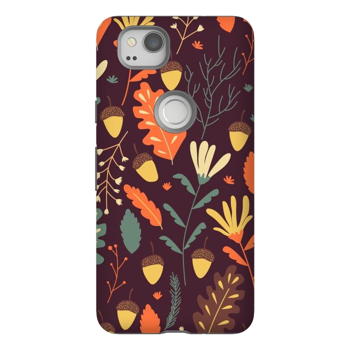 Pixel 2 StrongFit Autumn Pattern With Red and Orange Leaves by ArtsCase