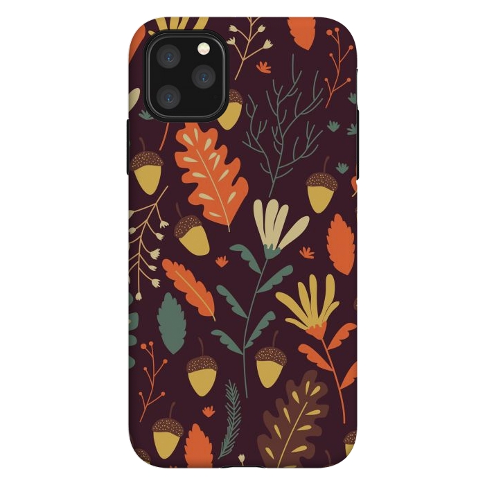 iPhone 11 Pro Max StrongFit Autumn Pattern With Red and Orange Leaves by ArtsCase