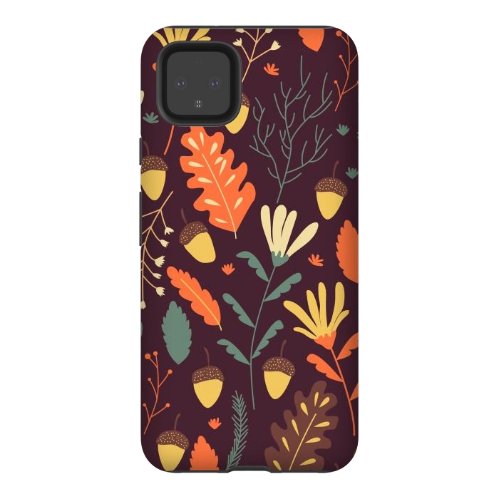 Pixel 4XL StrongFit Autumn Pattern With Red and Orange Leaves by ArtsCase