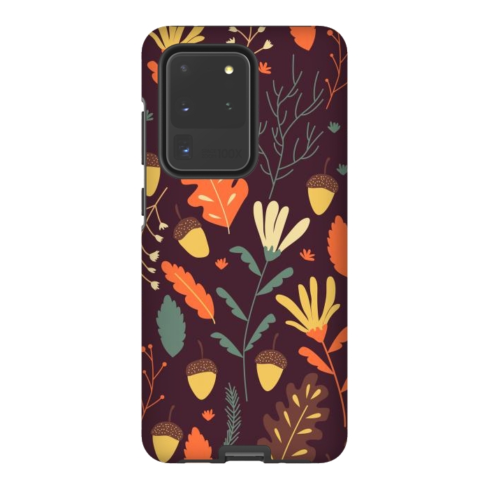 Galaxy S20 Ultra StrongFit Autumn Pattern With Red and Orange Leaves by ArtsCase
